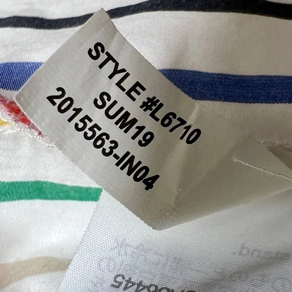 J CREW Button-Front Tie-Waist Top in Rainbow Mini Stripe Poplin - L6710 - Sz XS - Picture 11 of 11